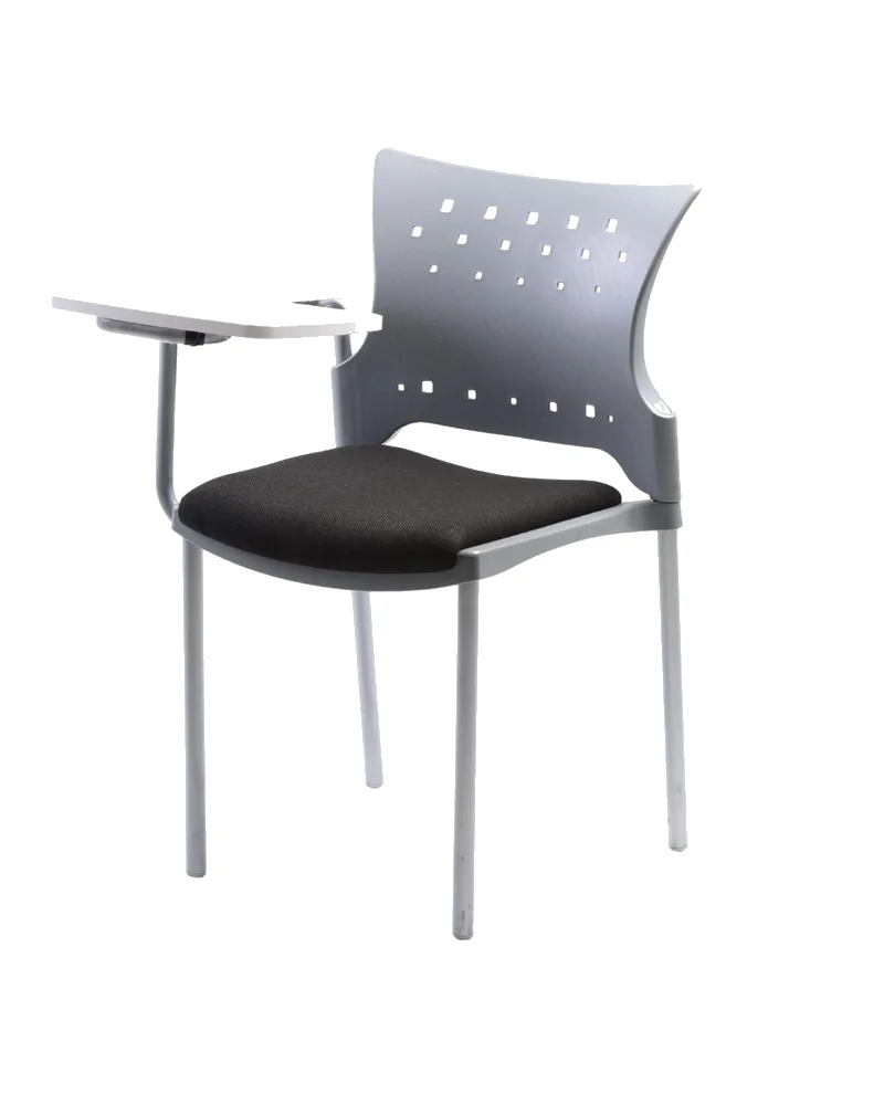 Silla Vert gris con asiento tapizado negro y paleta