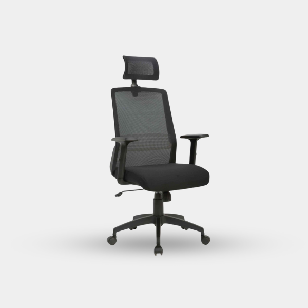 Silla ejecutiva gris v1 Silla Oficina W-168CP# Resp Malla/Negra C/Brazo Estrella Plástica Cabezal