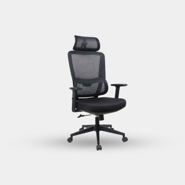 Silla ejecutiva gris Silla Oficina B-3000H# Ejec Malla Negra C/Cabezal Estrella